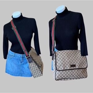 Gucci Beige and Brown Patterned Crossbody Bag